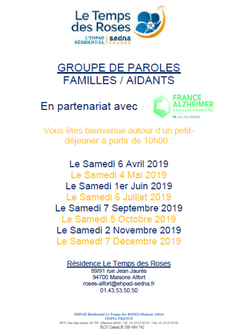 GROUPE DE PAROLES FAMILLES / AIDANTS