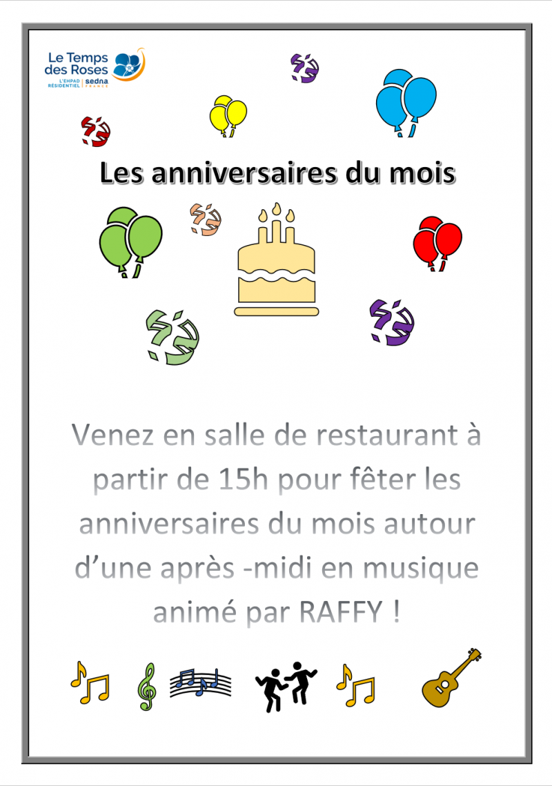 Les anniversaires du mois